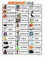 HALLOWEEN Vocabulary List 33 Words and Pictures FREE | Halloween ...