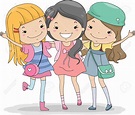 cartoon group of friends girls - Clip Art Library