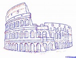 How to Draw the Colosseum, Step by Step, Famous Places, Landmarks ...