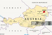 Austria Political Map With Capital Vienna And Nine Federated States ...