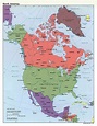 Large detailed political map of North America with capitals and major ...