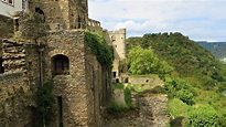 Burg Rheinfels (Rheinfels Castle) medieval ruins on the Rhine River ...