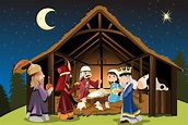 BANCO DE IMÁGENES: Celebrando el nacimiento del niño Jesús - Ilustración