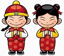 Niños chinos de dibujos animados Vector de stock por ©sararoom 92911428