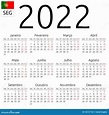Calendário 2022, Português, Segunda-feira Ilustração do Vetor ...