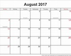 2017 August Calendar