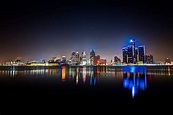 Downtown Skyline at Night - Detroit City - Michigan.Photography