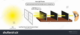 How Light Travels infographic diagram showing light source sun and rays ...