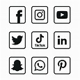 Black and White Social media icons set Logo Vector Illustrator 14818787 ...