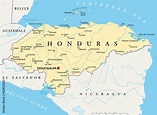 Honduras political map with capital Tegucigalpa, with national borders ...