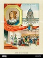 Litografía de color antiguo retrato de Ana de Austria. Ana María ...