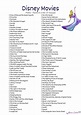 Printable List Of Disney Movies - Printable Templates Free