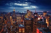 building, Lights, USA, Night, Evening, New York City Wallpapers HD ...