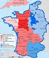 The Kingdom of France in 1154. French royal domain in dark blue ...