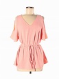 Ann Taylor Women Pink Short Sleeve Blouse M | eBay