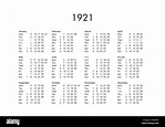 Calendrier de l'année 1921 Photo Stock - Alamy