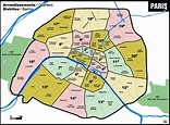O mapa de Paris com arrondissement áreas - Mapa de Paris com ...