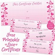 Paper Certificate Download Valentines Day EDITABLE Love Certificate ...