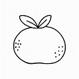 naranja con ramita estilo doodle. libro para colorear mandarina. frutas ...