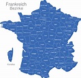Frankreich Bezirke interaktive Landkarte | Image-maps.de