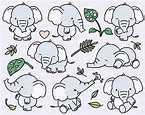 Premium Vector Clipart Kawaii Elephant Cute Elephant | Etsy Cute ...