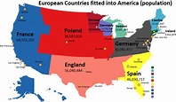 The U.S. Population Fitted in Europe and Vice Versa - Vivid Maps