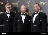 Bryan Fordney, from left, Mark Paterson and Tim Farrell arrive at night ...