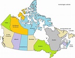 Kanada Territorien und Provinzen mit Hauptstädten und Landkarten