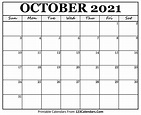 Printable October 2021 Calendar Templates - 123Calendars.com