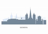 Silueta De La Ciudad De Ginebra, Suiza - Vieja Opinión De La Ciudad ...