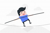 Cartoon Man Balancing on Tightrope 963078 Vector Art at Vecteezy