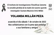 Fallecimiento Yolanda Millán - Investigaciones Filosoficas-UNAM