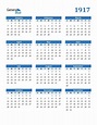 1917 Calendar (PDF, Word, Excel)