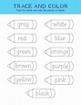 Premium Vector | Color and trace color words activity worksheet for ...