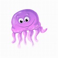 Cute happy jellyfish cartoon character sea animal vector illustration ...