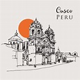 Ilustración Dibujada a Mano De Cusco Peru Sketechy Ilustración del ...