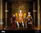 Retrato de Henry VIII con Jane Seymour y Prince Edward en el Great Hall ...