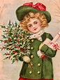 Vintage Unused Christmas Postcard with Victorian Child circa 1908