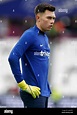 Chelsea’s Teddy Curd looks on during warm ups ahead of the Premier ...