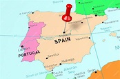España madrid ciudad capital fijada en el mapa político | Foto Premium