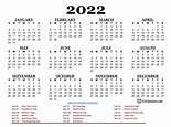 yearly 2022 printable calendar free letter templates - year 2022 ...