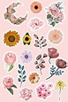 Aesthetic flower sticker printable by Yanna | Aesthetic flower stickers ...