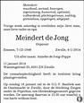 Meindert de Jong 04-01-2014 overlijdensbericht en condoleances ...