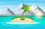 Dibujos animados de la isla Mar y sol. 456246 Vector en Vecteezy
