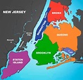 A cidade de Nova York é dividida em 5 “boroughs”: