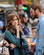 Allison Williams and Ebon Moss-Bachrach on the set of "Girls" on May ...