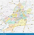 Frankfurt Administrative Map Stock Illustration - Image: 57031157