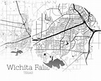 Wichita Falls Map INSTANT DOWNLOAD Wichita Falls Texas City | Etsy