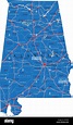 Detailed map of Alabama state,in vector format,with county borders ...
