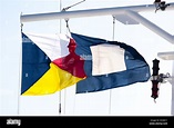 P&O Passenger ship flying the "Blue Peter" flag (and P&O House flag ...